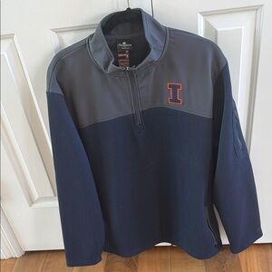 Colosseum Gray and Navy Pullover with Orange Logo
